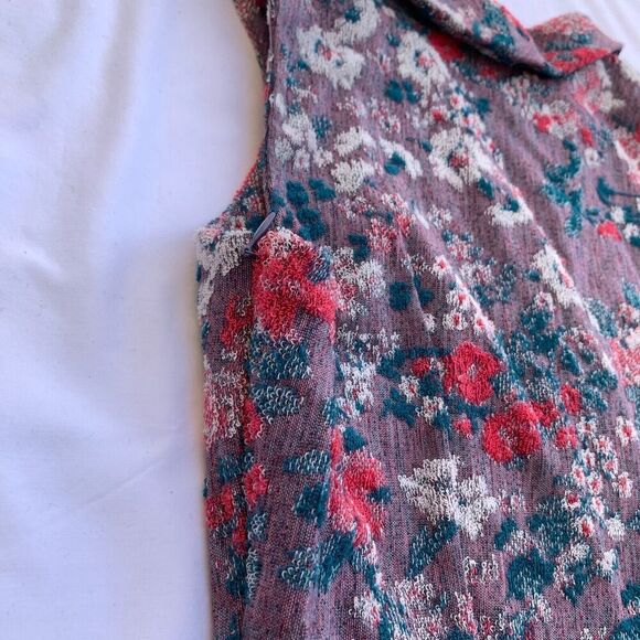 Anthropologie Maeve Jacquard Floral Sheath Dress Size 0P Purple Pink Sleeveless - Picture 9 of 9